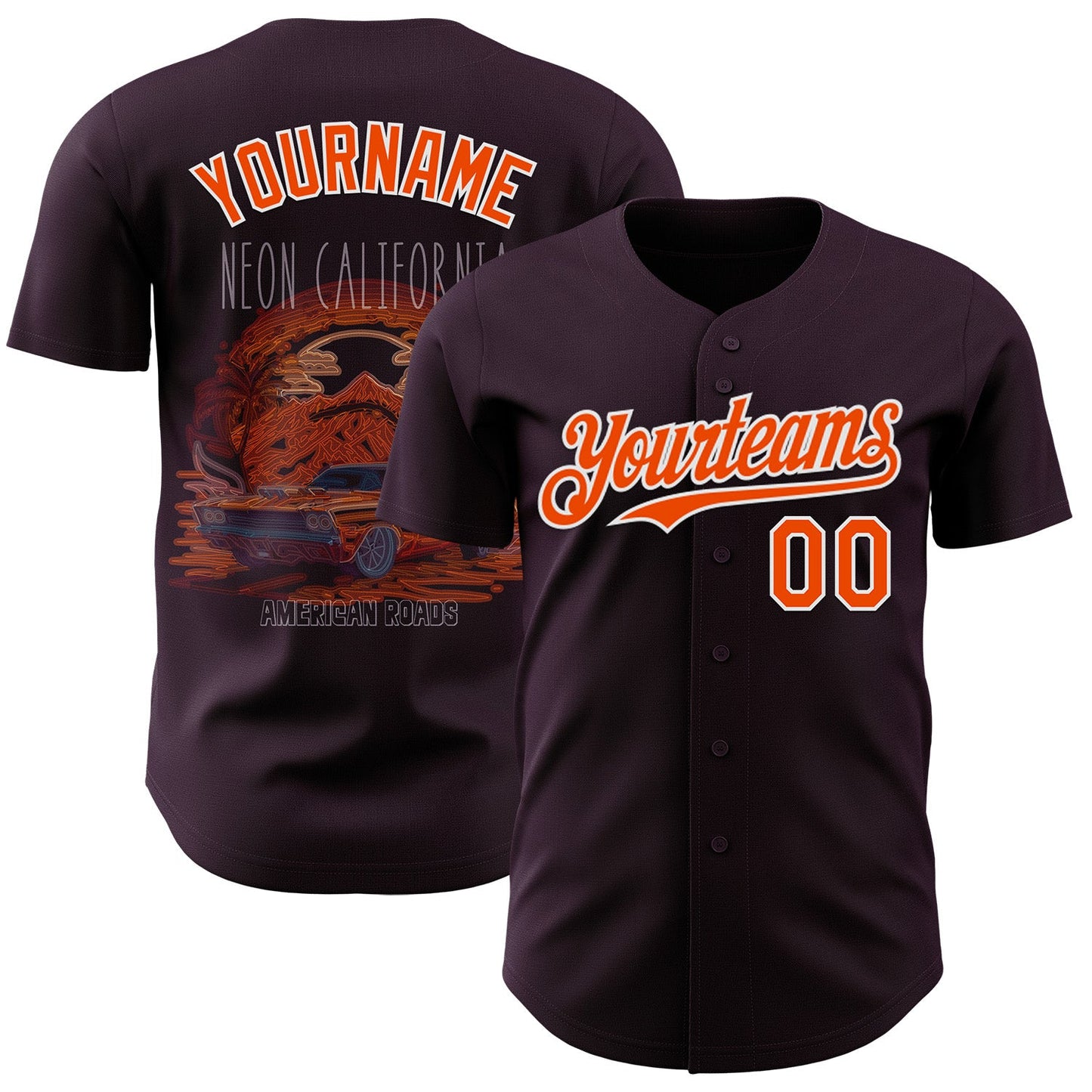 Custom Purple Orange-White Americana Road Trip Authentic Baseball Jersey - Main View