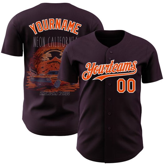 Custom Purple Orange-White Americana Road Trip Authentic Baseball Jersey - Main View