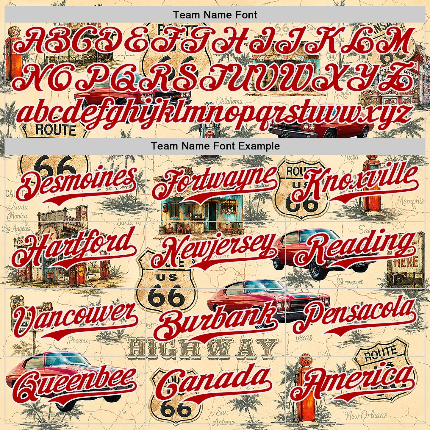 Custom City Cream Red-White Route 66 Americana Road Trip Authentic Baseball Jersey view 4