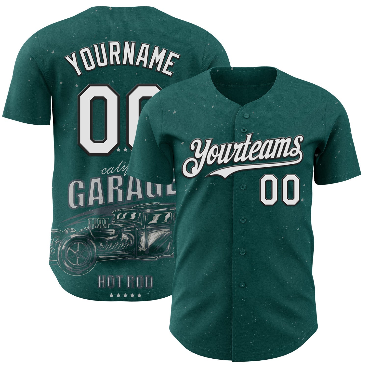 Custom Midnight Green White-Black Route 66 Americana Road Trip Authentic Baseball Jersey - Main View