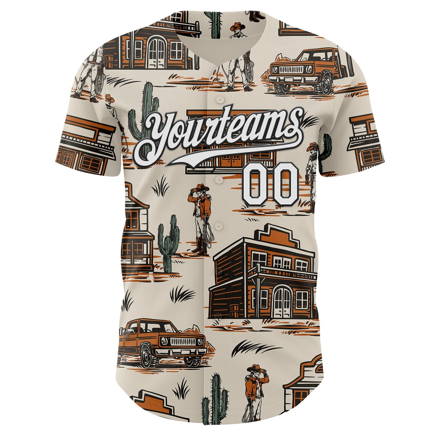 Custom  City Cream White-Black West Cowboy Americana Road Trip Authentic Baseball Jersey view 2