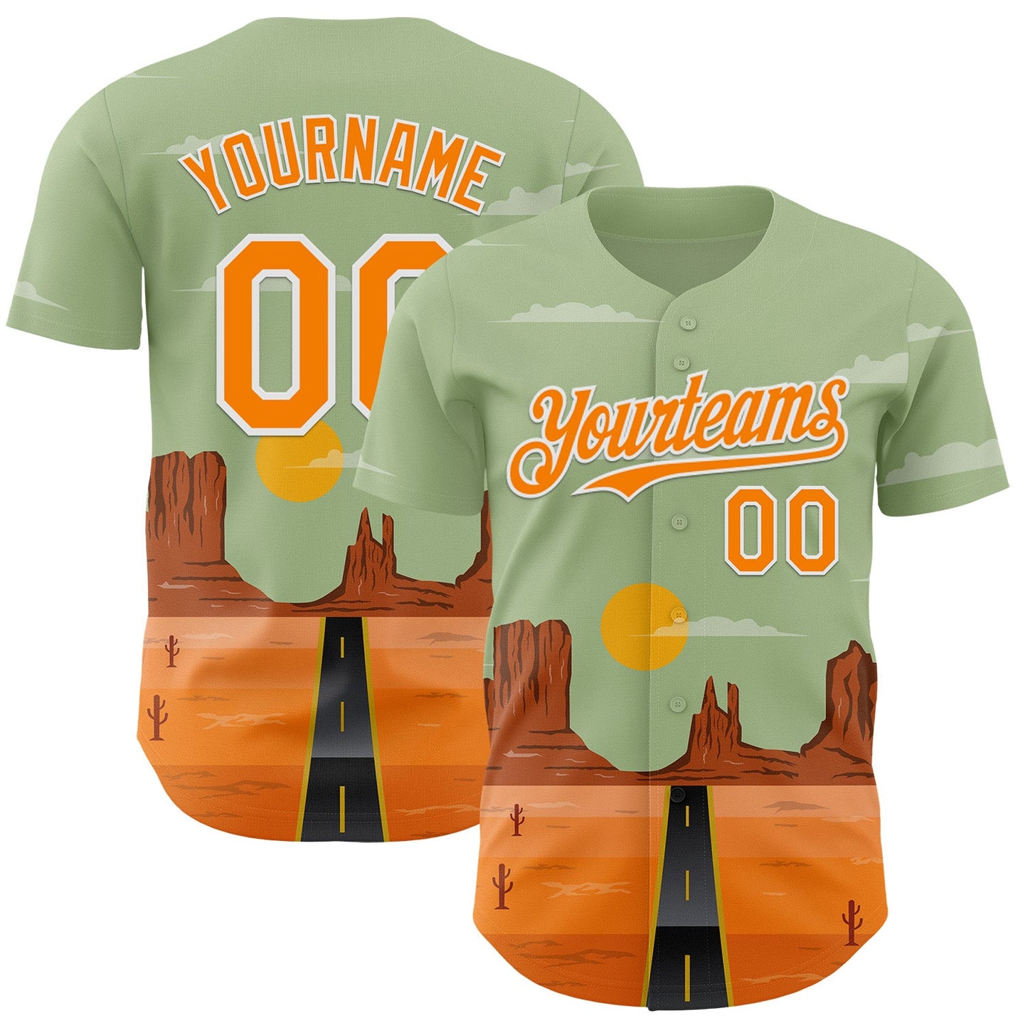 Custom Green Bay Orange-White Desert Americana Road Trip Authentic Baseball Jersey - Main View