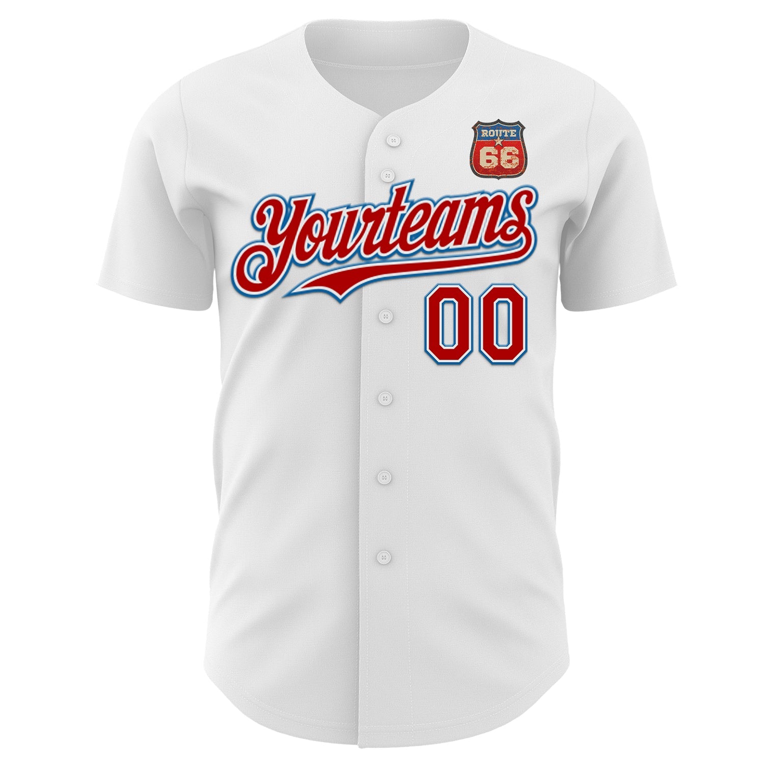 Custom White Red-Blue Route 66 Americana Road Trip Authentic Baseball Jersey view 2