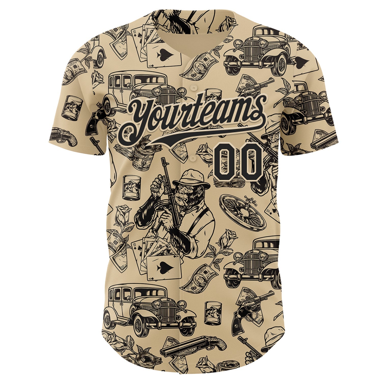 Custom City Cream-Black Route 66 Americana Road Trip Authentic Baseball Jersey view 2