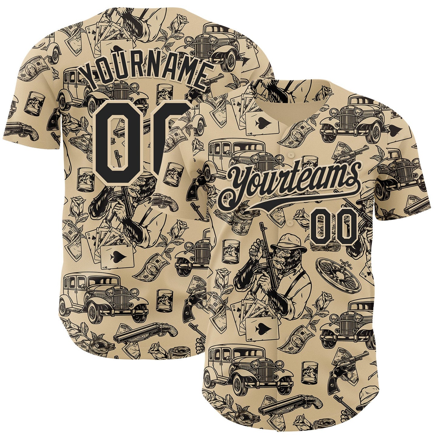 Custom City Cream-Black Route 66 Americana Road Trip Authentic Baseball Jersey - Main View