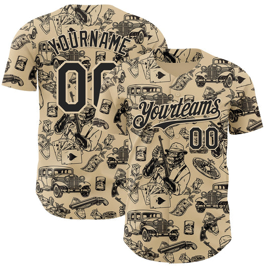 Custom City Cream-Black Route 66 Americana Road Trip Authentic Baseball Jersey - Main View