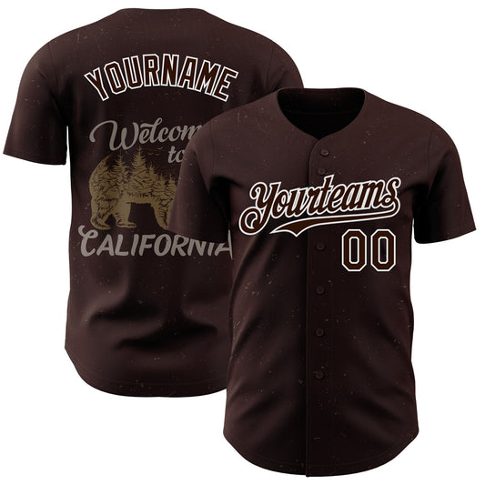 Custom Brown-White West Coast Americana Road Trip Authentic Baseball Jersey - Main View