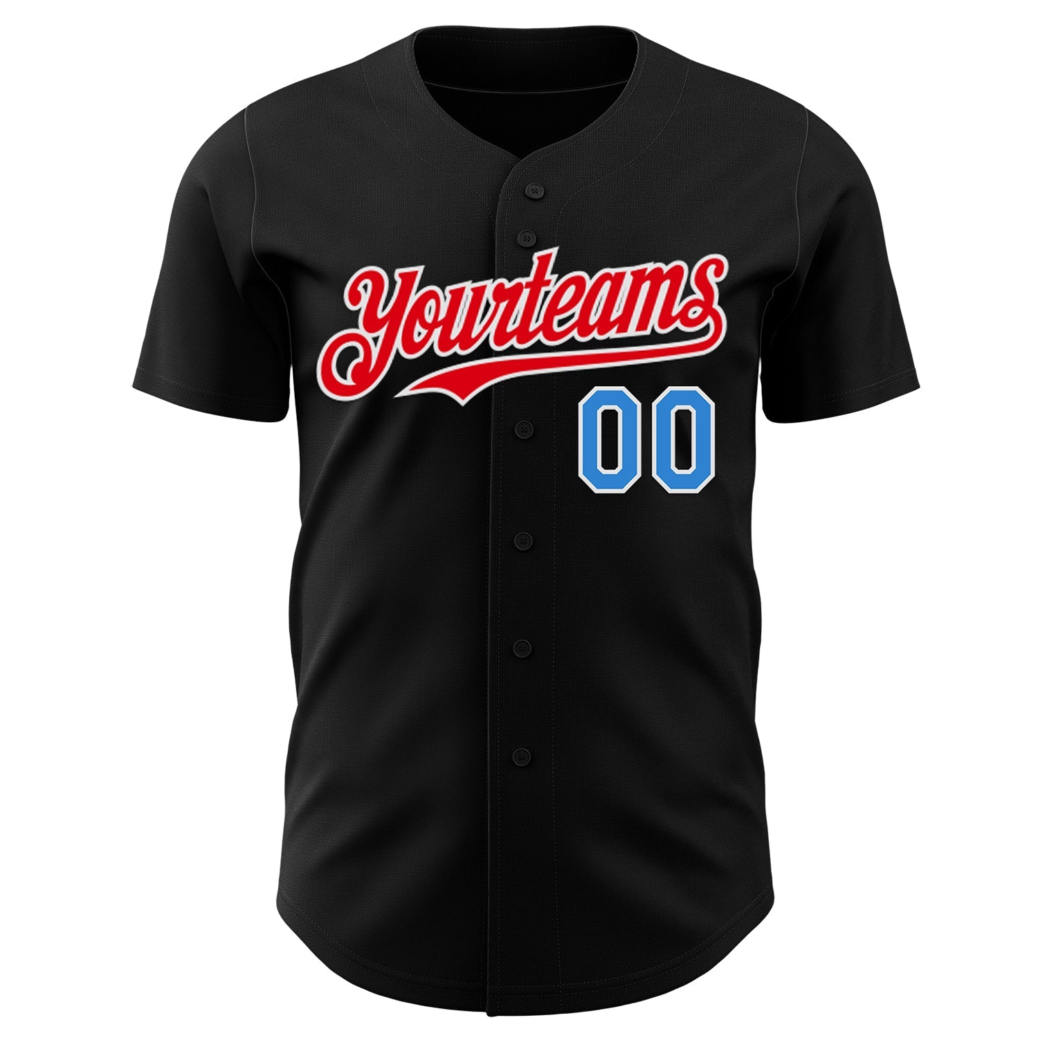 Custom Black Electric Blue White-Fire Red Route 66 Americana Road Trip Authentic Baseball Jersey view 2
