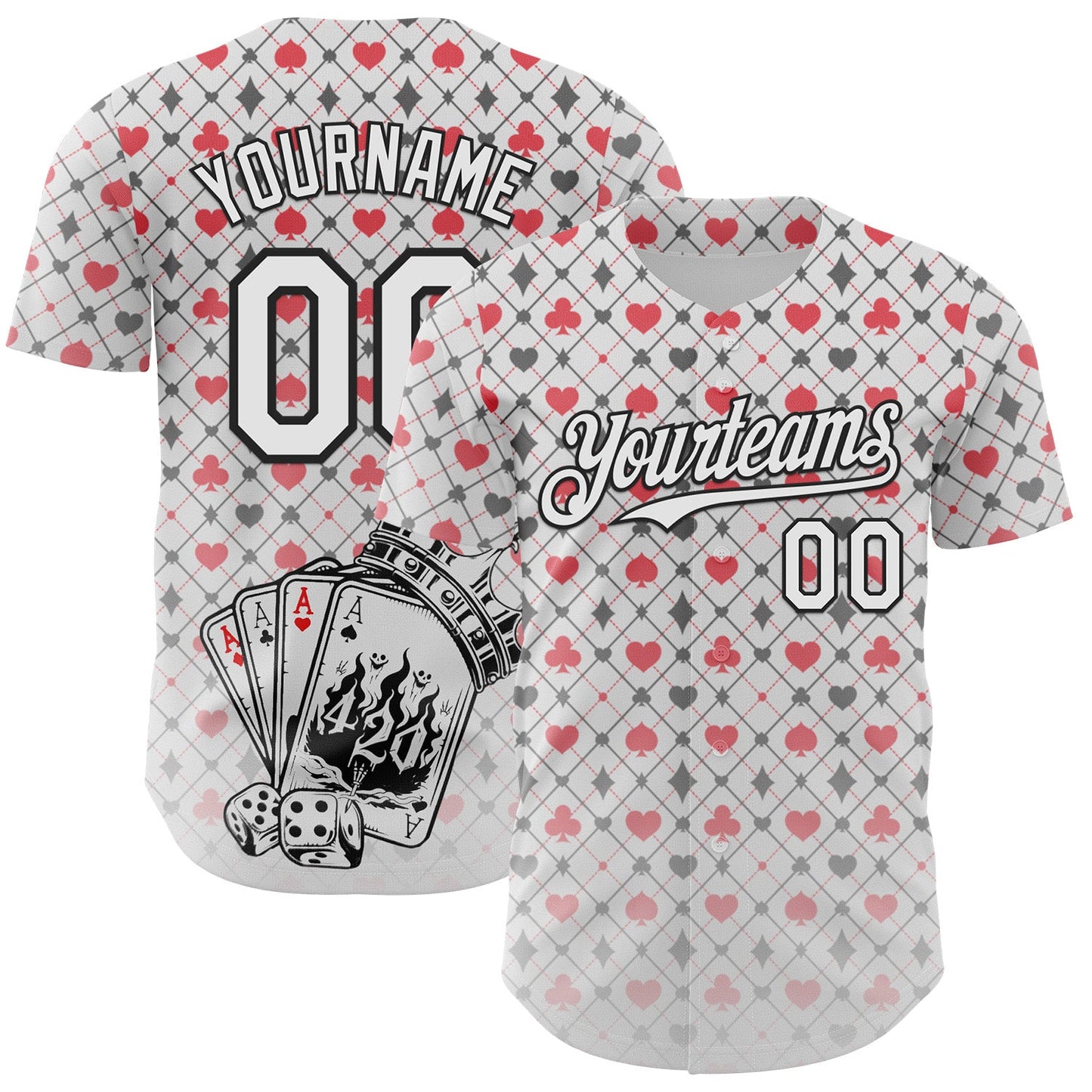 Custom White-Black Las Vegas Poker Club Authentic Baseball Jersey - Main View
