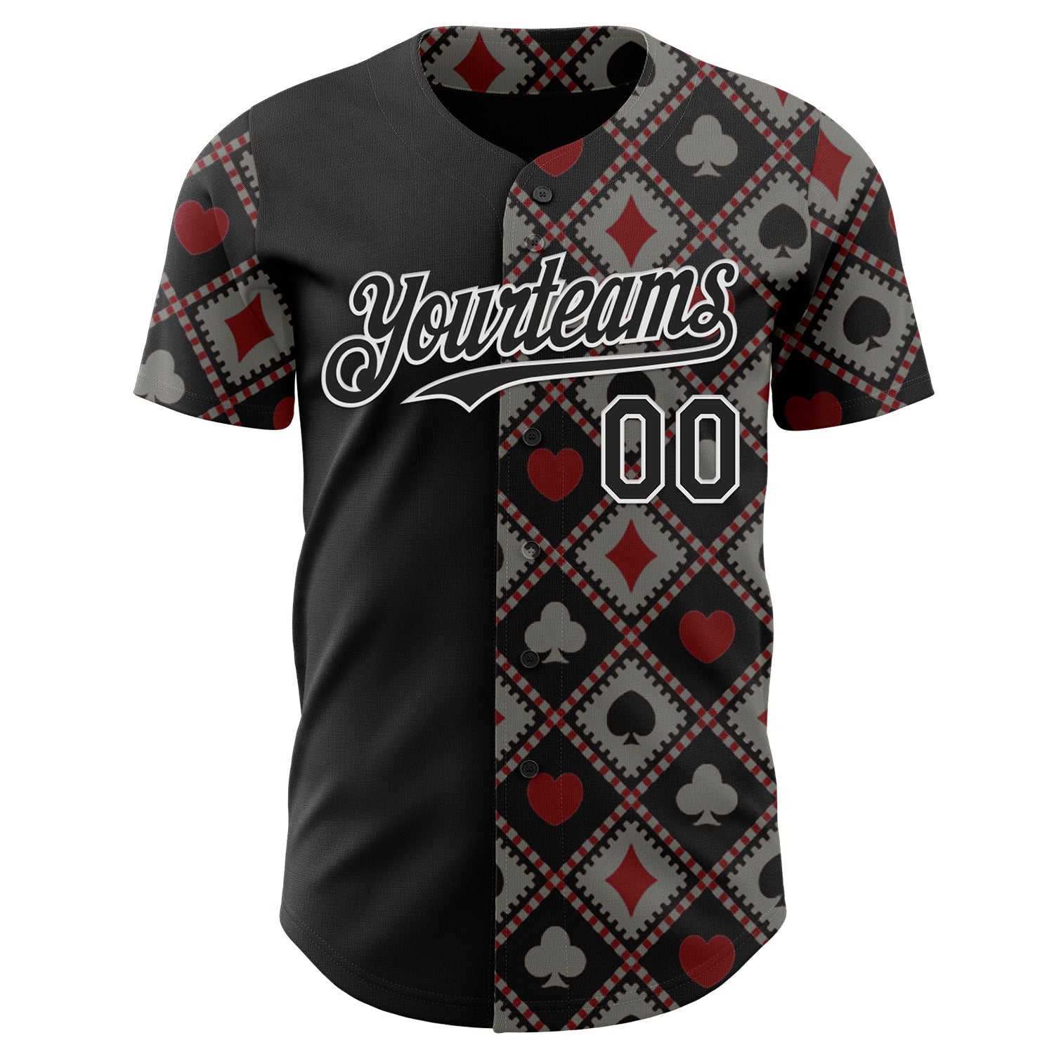 Custom Black-White Las Vegas Poker Club Authentic Baseball Jersey view 2