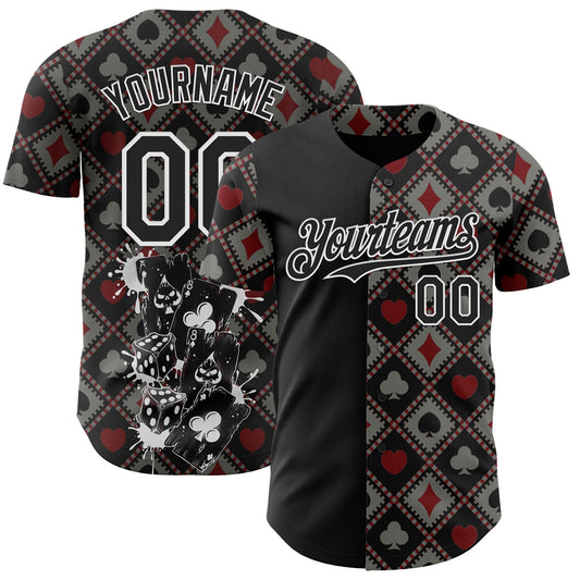 Custom Black-White Las Vegas Poker Club Authentic Baseball Jersey - Main View