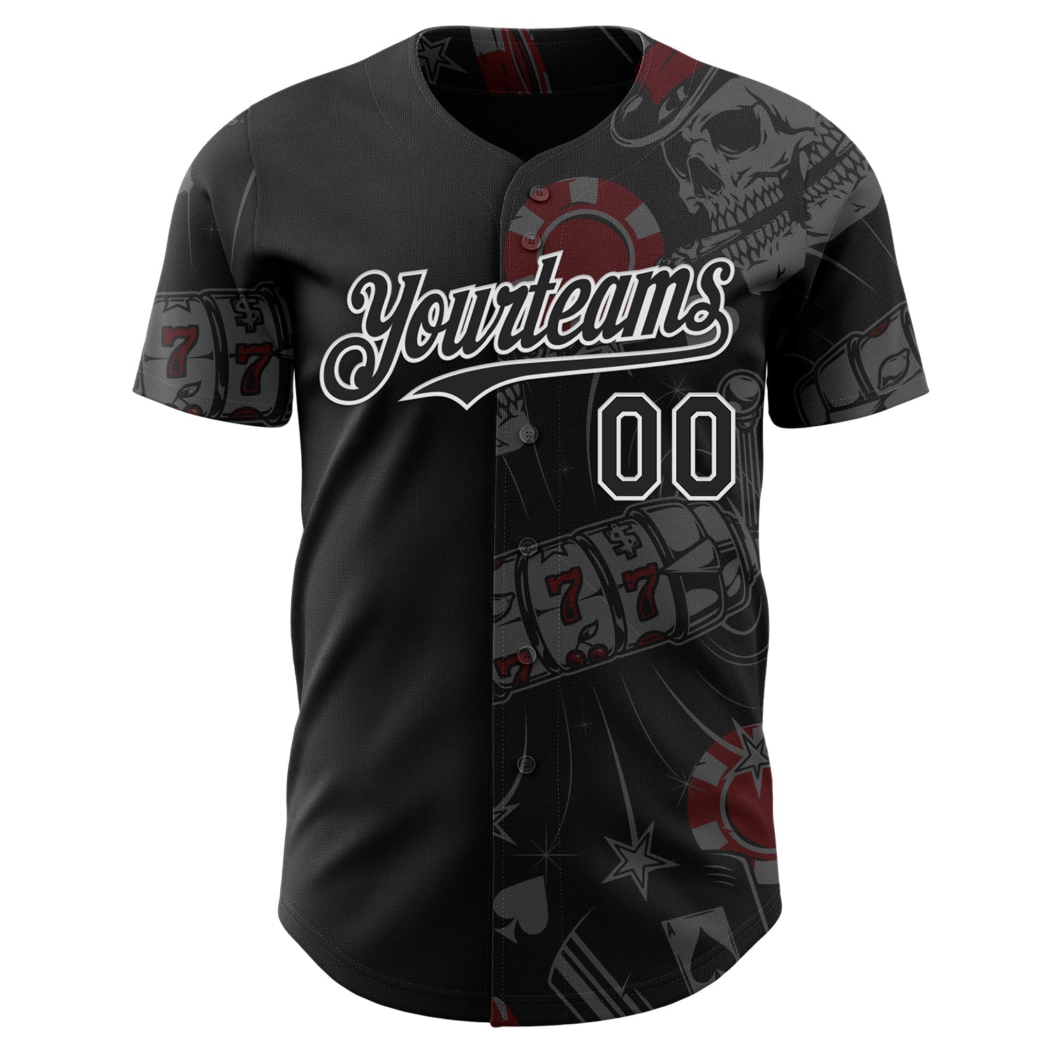 Custom Black-White Las Vegas Poker Club Authentic Baseball Jersey view 2
