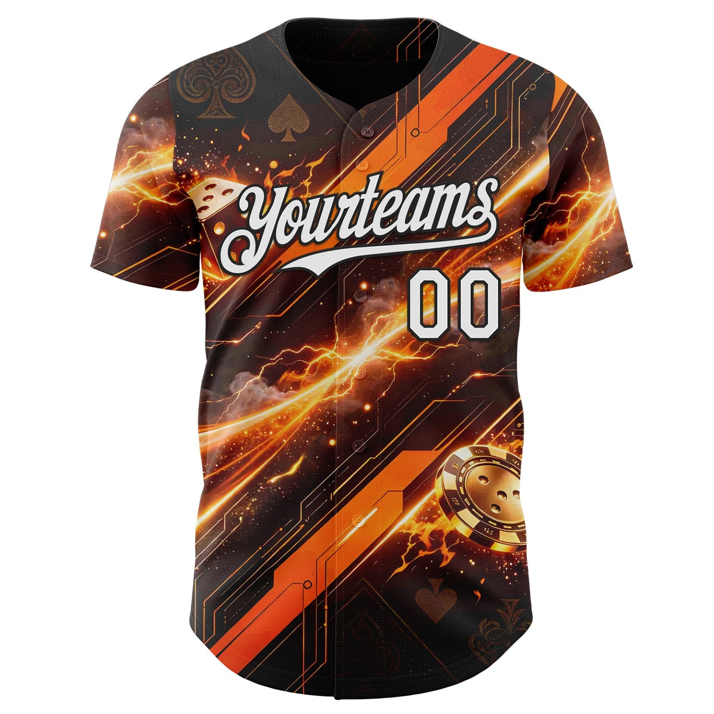 Custom Black White-Orange Las Vegas Poker Club Authentic Baseball Jersey view 2