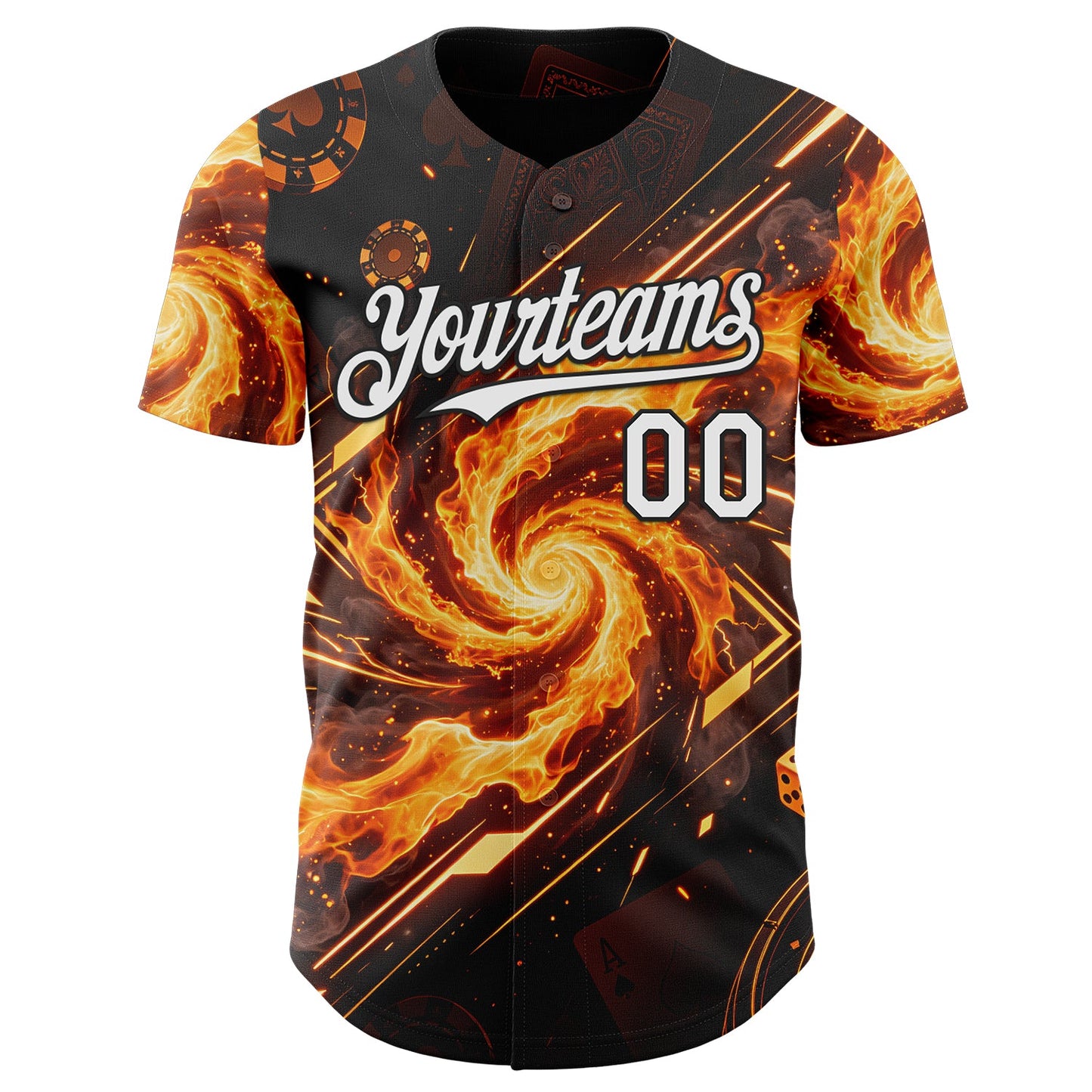 Custom Black White-Orange Las Vegas Poker Club Authentic Baseball Jersey view 2