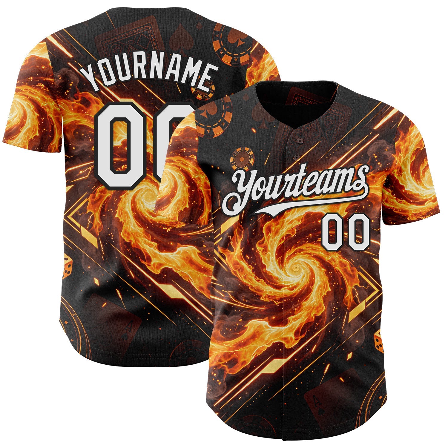 Custom Black White-Orange Las Vegas Poker Club Authentic Baseball Jersey - Main View