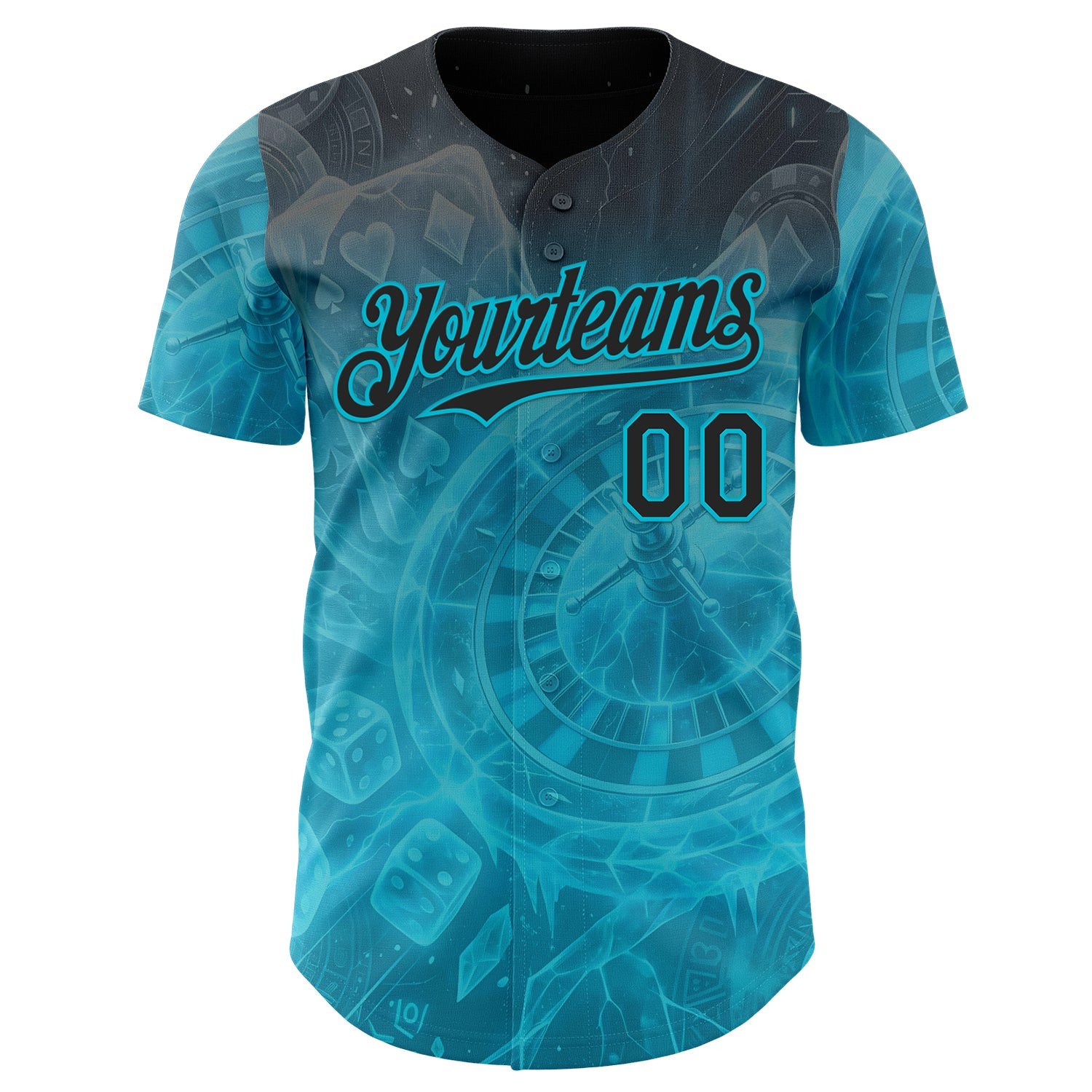 Custom Black-Lakes Blue Las Vegas Poker Club Authentic Baseball Jersey view 2