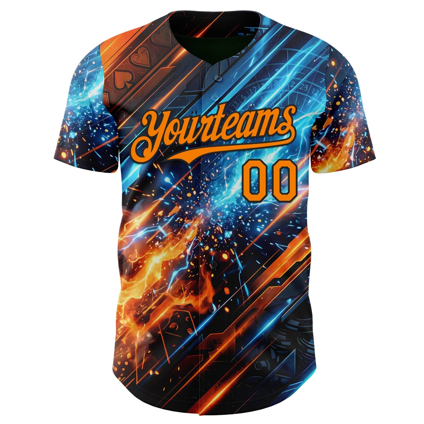 Custom Black Bay Orange-Blue Las Vegas Poker Club Authentic Baseball Jersey view 2