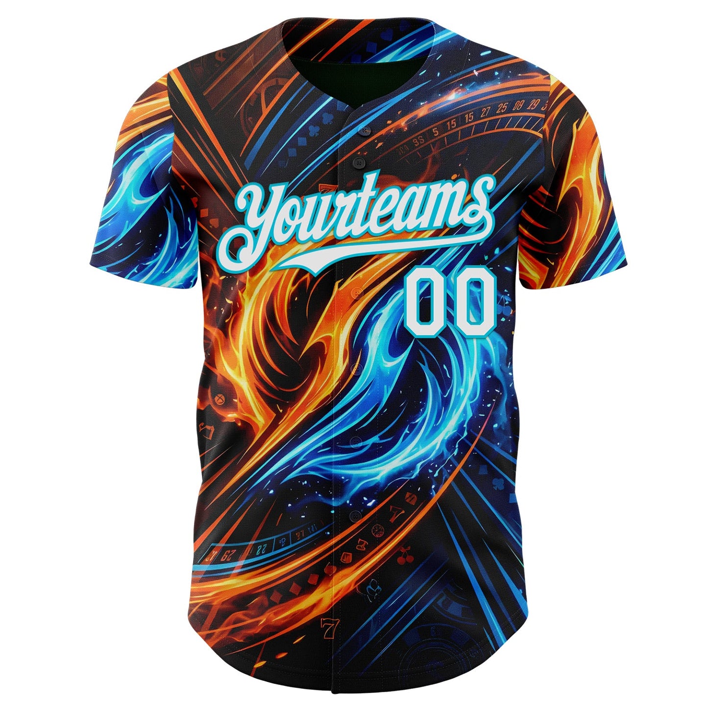 Custom Blue White Orange-Lakes Blue Las Vegas Poker Club Authentic Baseball Jersey view 2