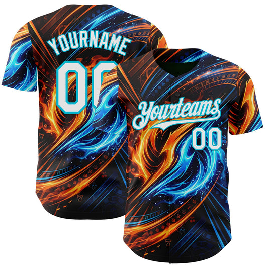 Custom Blue White Orange-Lakes Blue Las Vegas Poker Club Authentic Baseball Jersey - Main View