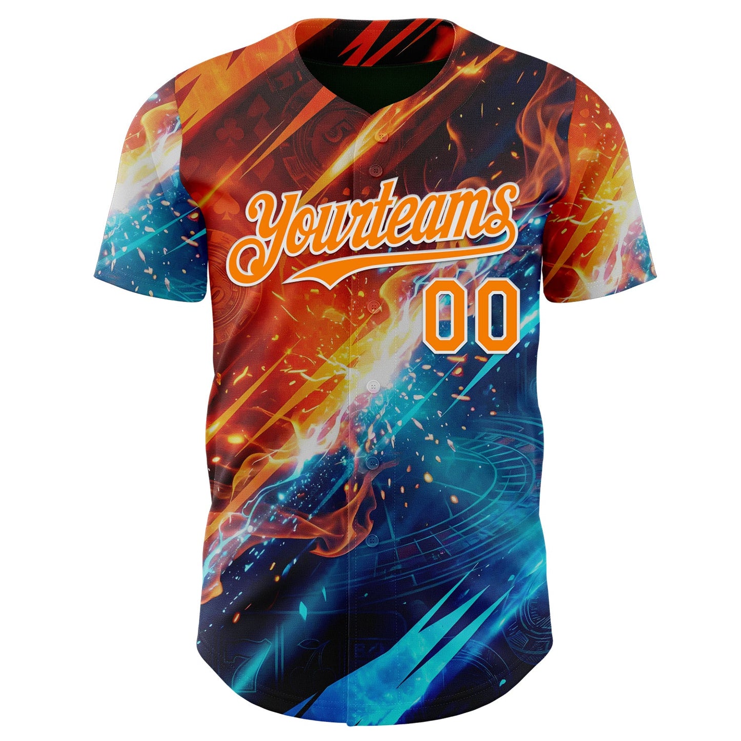 Custom Black Bay Orange Blue-White Las Vegas Poker Club Authentic Baseball Jersey view 2