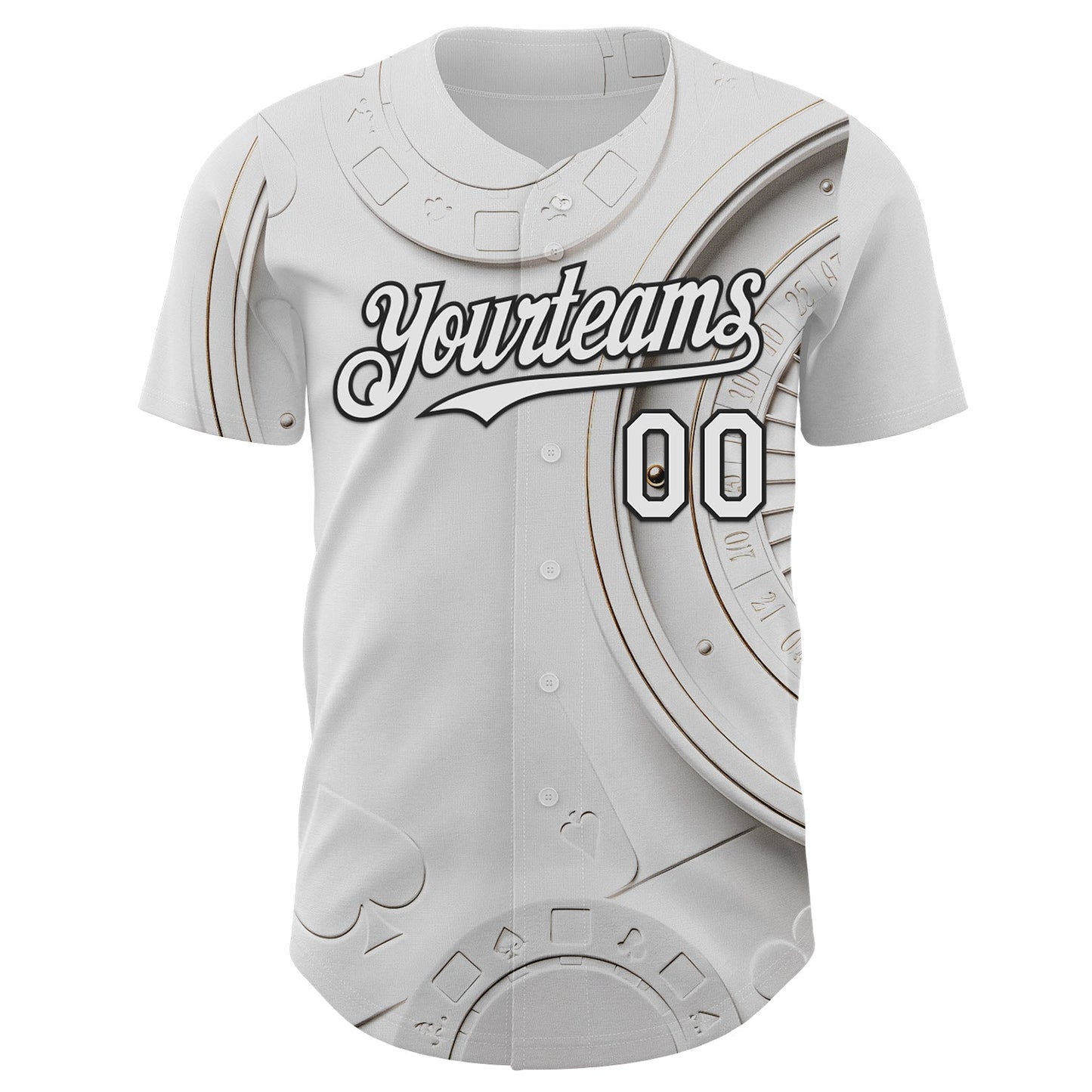 Custom White-Black Las Vegas Poker Club Authentic Baseball Jersey view 2