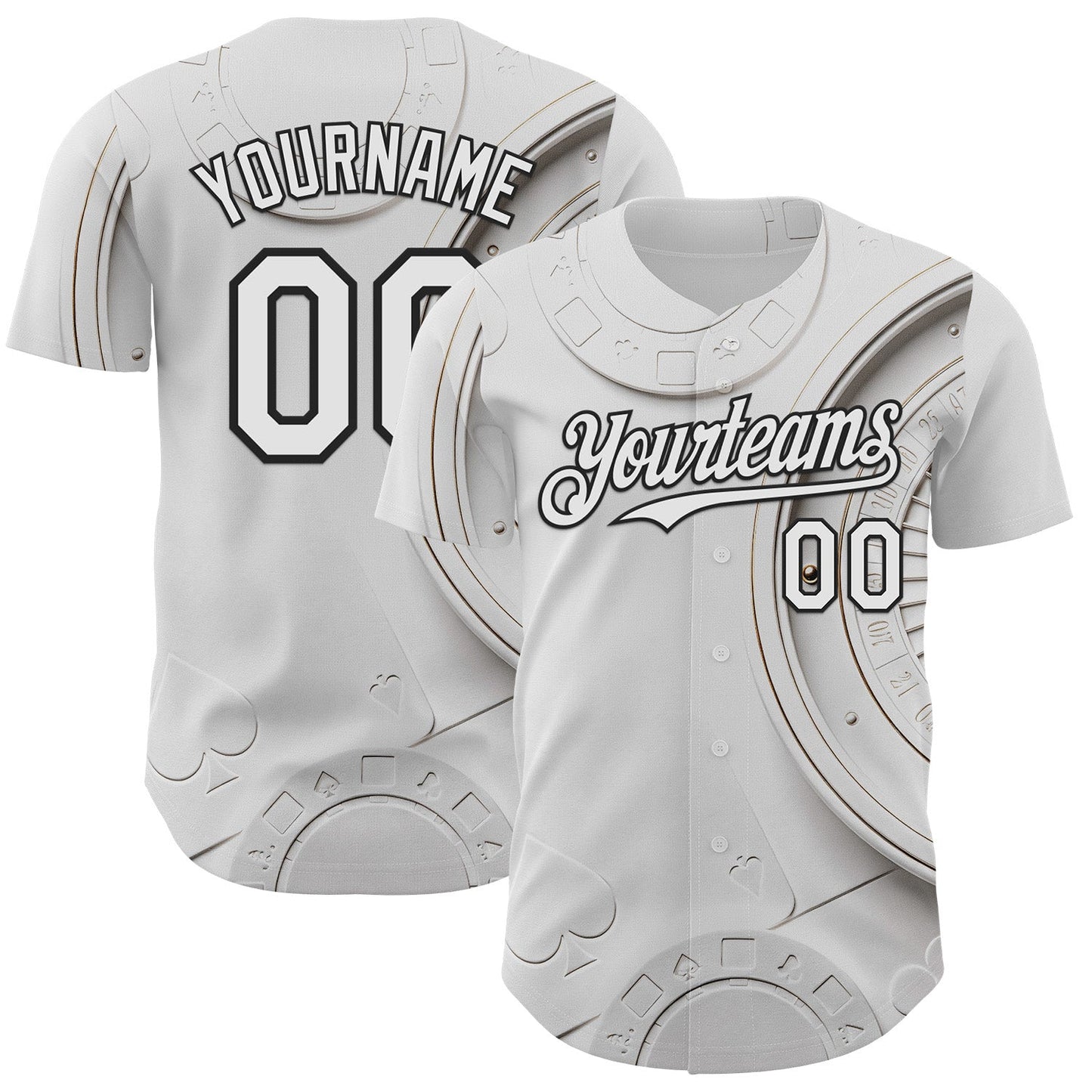 Custom White-Black Las Vegas Poker Club Authentic Baseball Jersey - Main View