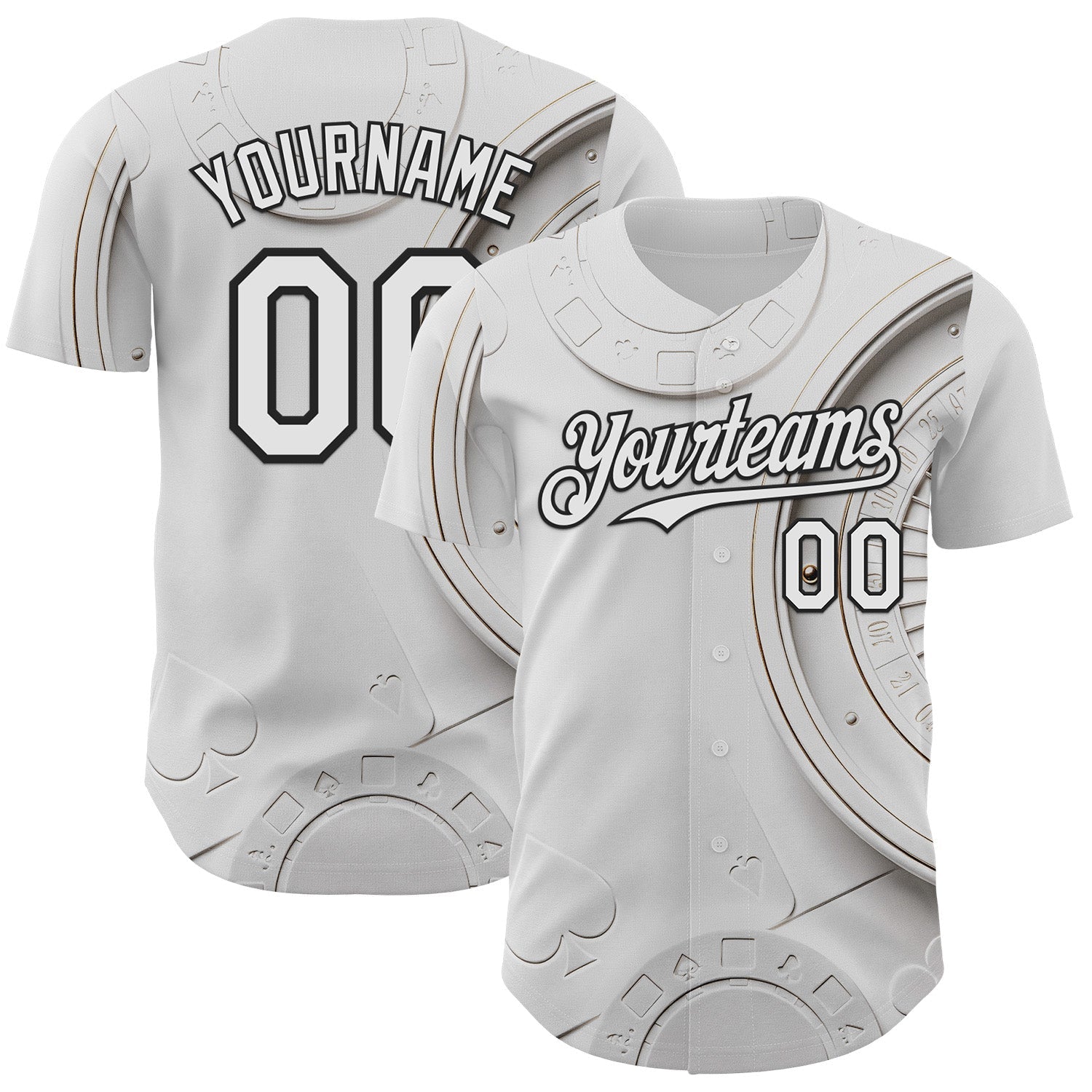 Custom White-Black Las Vegas Poker Club Authentic Baseball Jersey - Main View