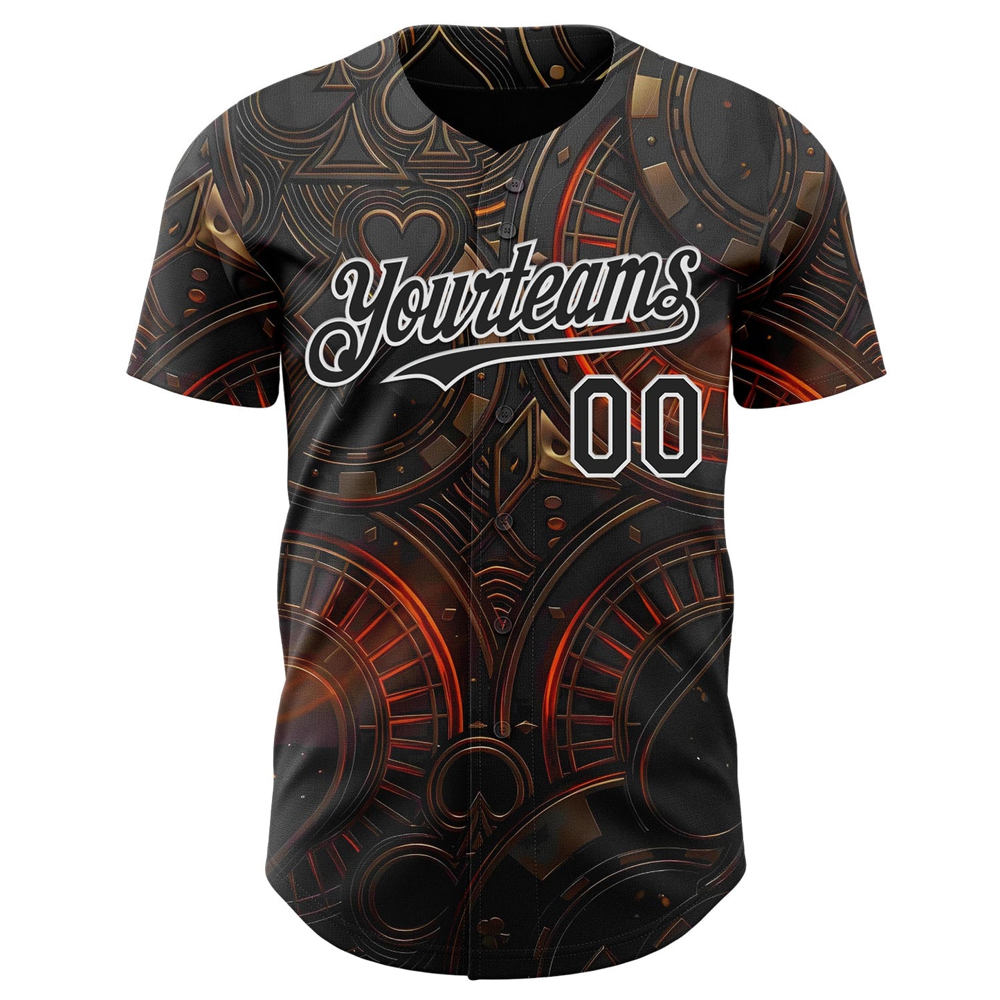 Custom Black-White Las Vegas Poker Club Authentic Baseball Jersey view 2