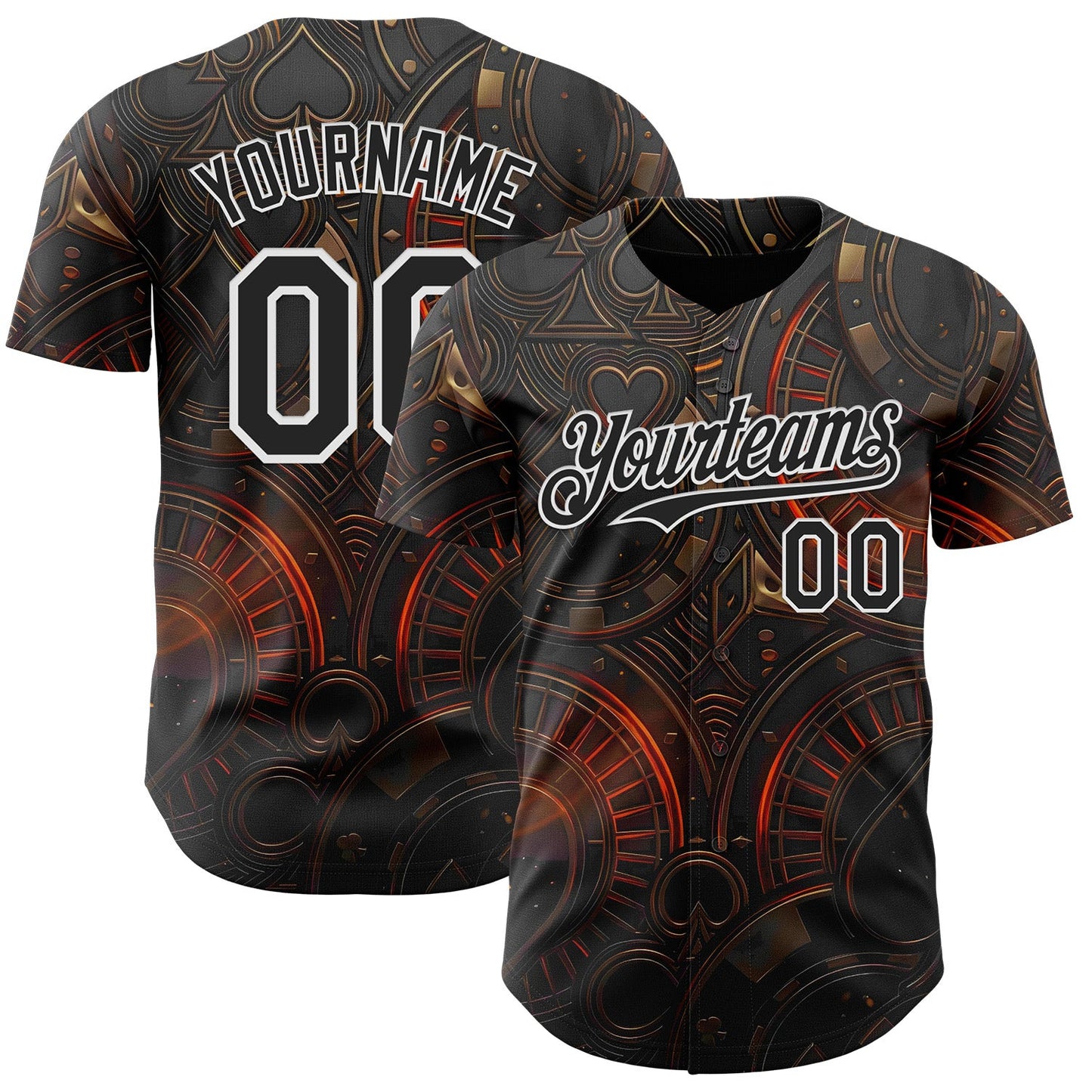 Custom Black-White Las Vegas Poker Club Authentic Baseball Jersey - Main View