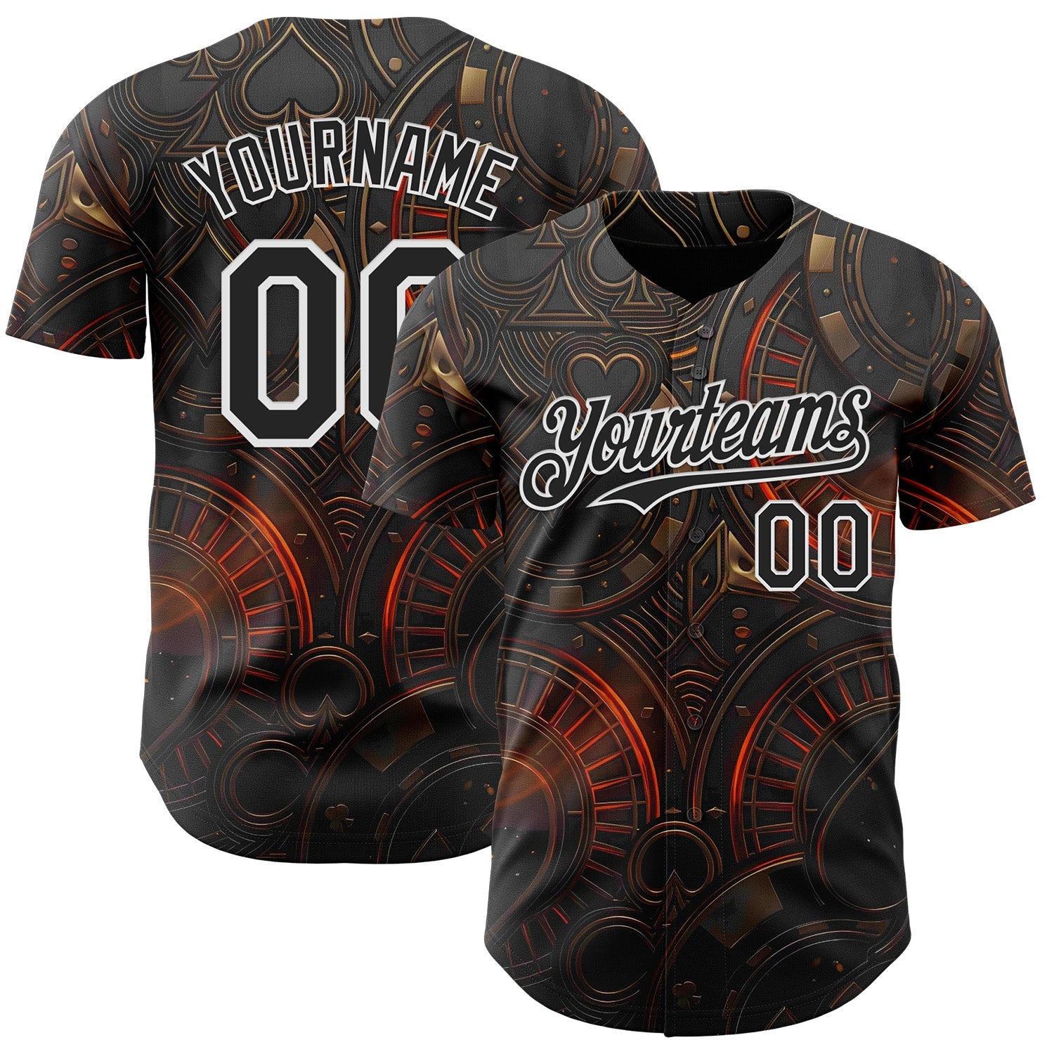 Custom Black-White Las Vegas Poker Club Authentic Baseball Jersey - Main View