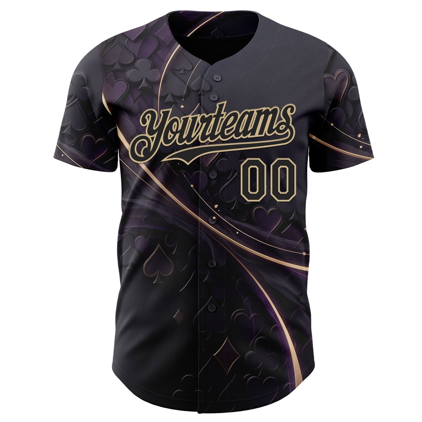 Custom Purple Black-Vegas Gold Las Vegas Poker Club Authentic Baseball Jersey view 2