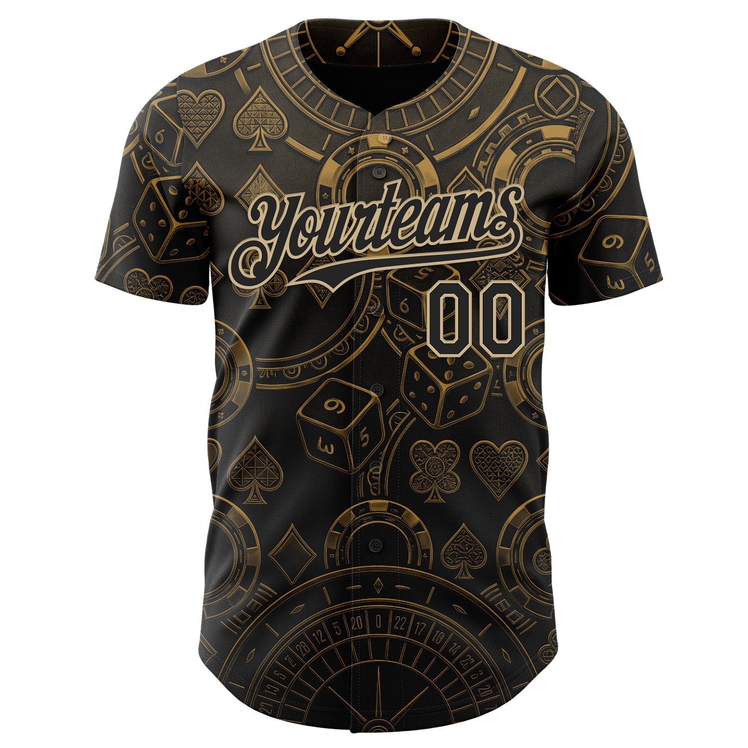 Custom Black-Vegas Gold Las Vegas Poker Club Authentic Baseball Jersey view 2