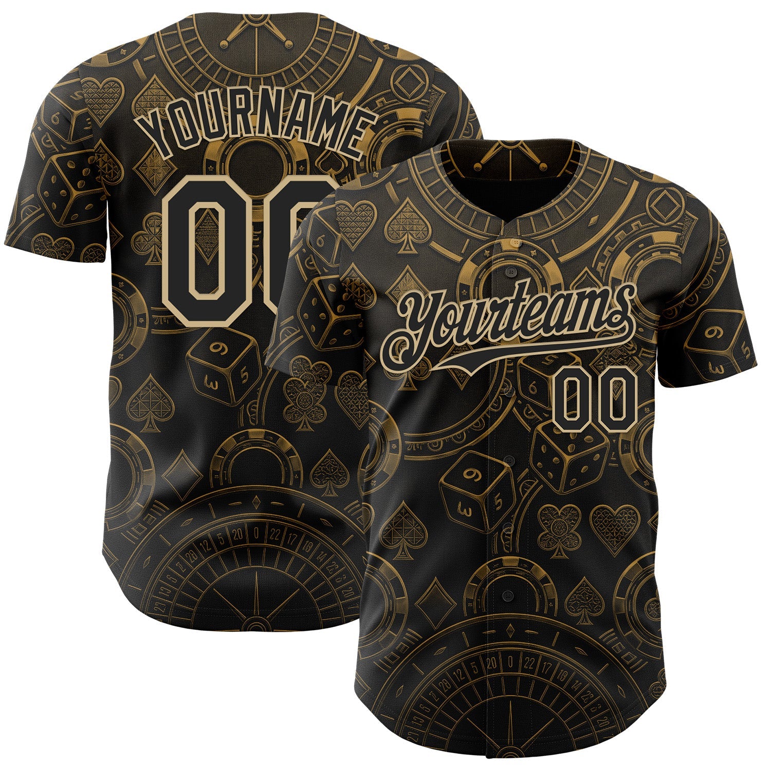 Custom Black-Vegas Gold Las Vegas Poker Club Authentic Baseball Jersey - Main View