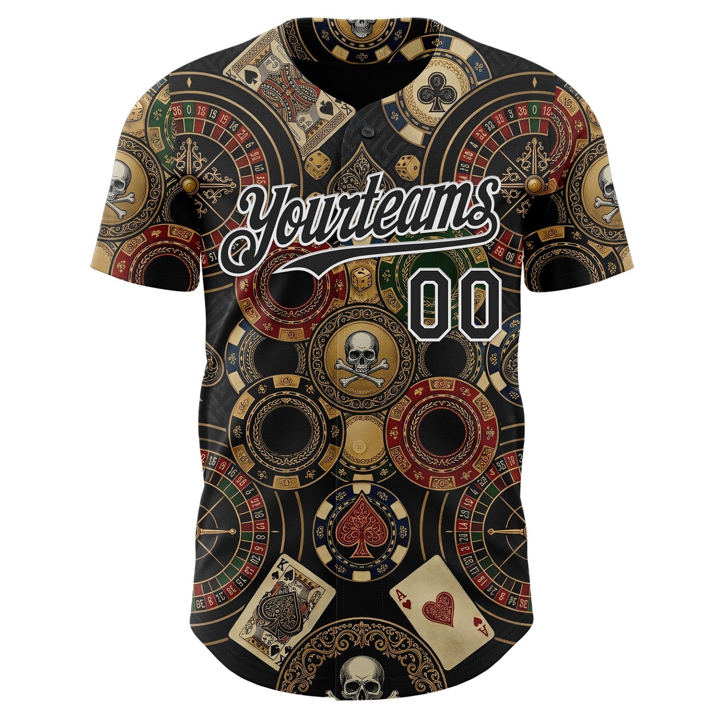 Custom Black-White Las Vegas Poker Club Authentic Baseball Jersey view 2