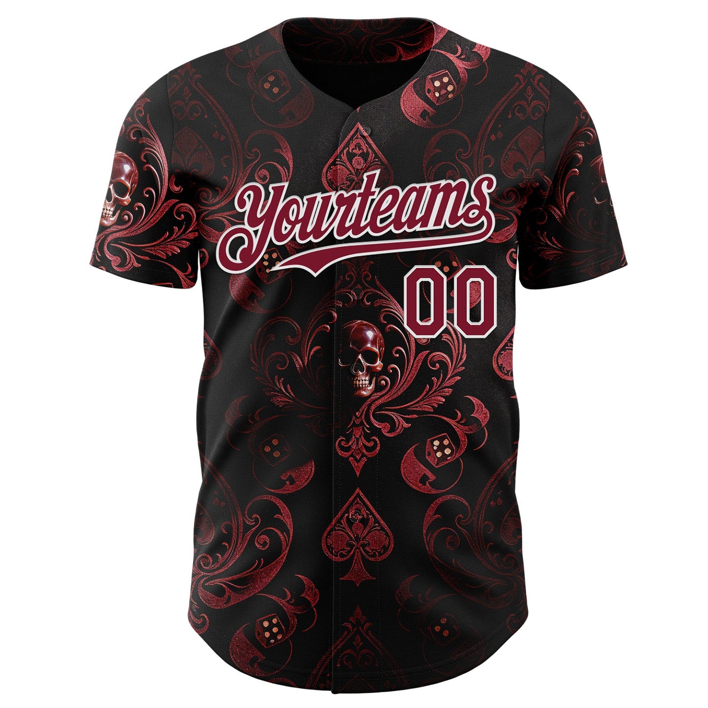 Custom Black Crimson-White Las Vegas Poker Club Authentic Baseball Jersey view 2
