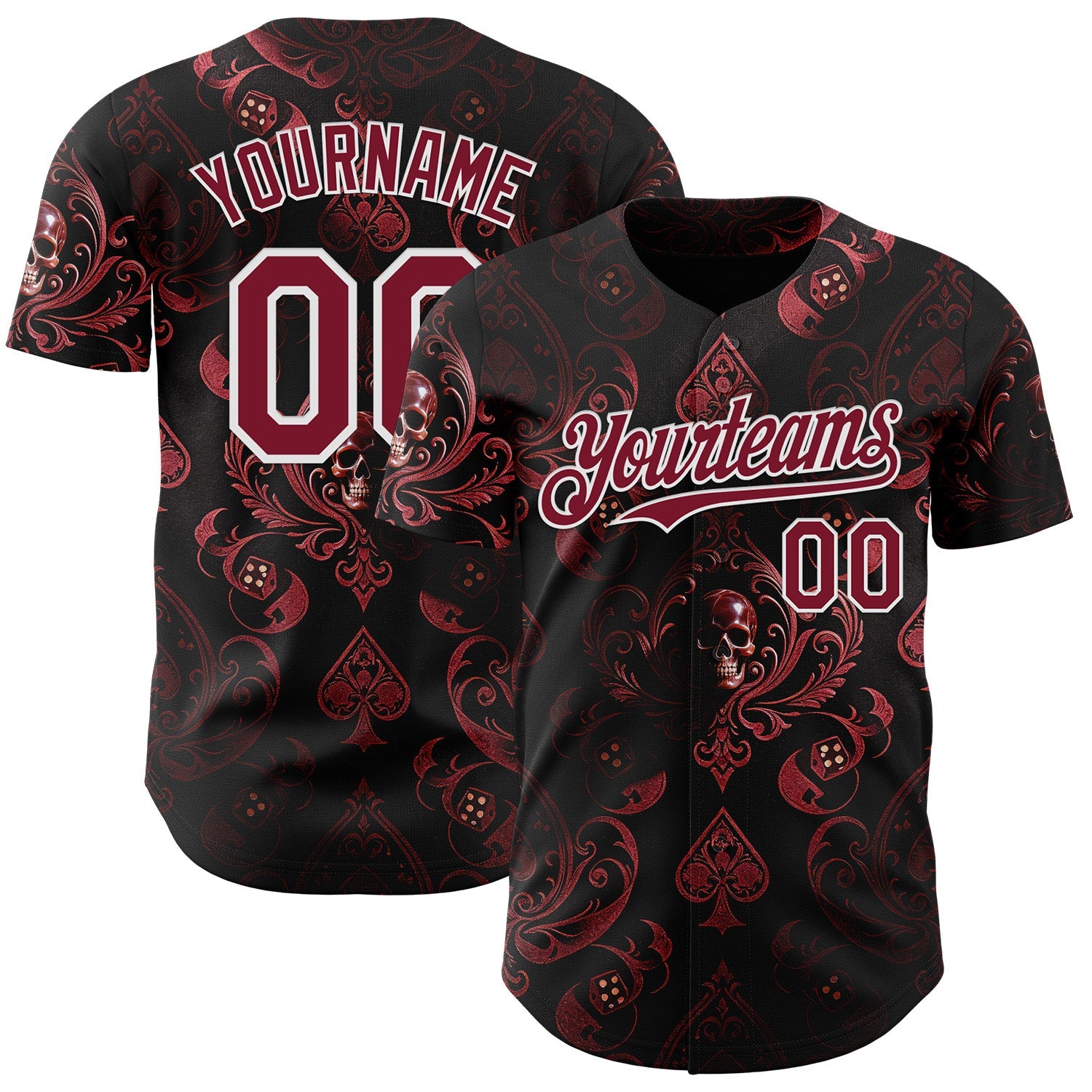 Custom Black Crimson-White Las Vegas Poker Club Authentic Baseball Jersey - Main View