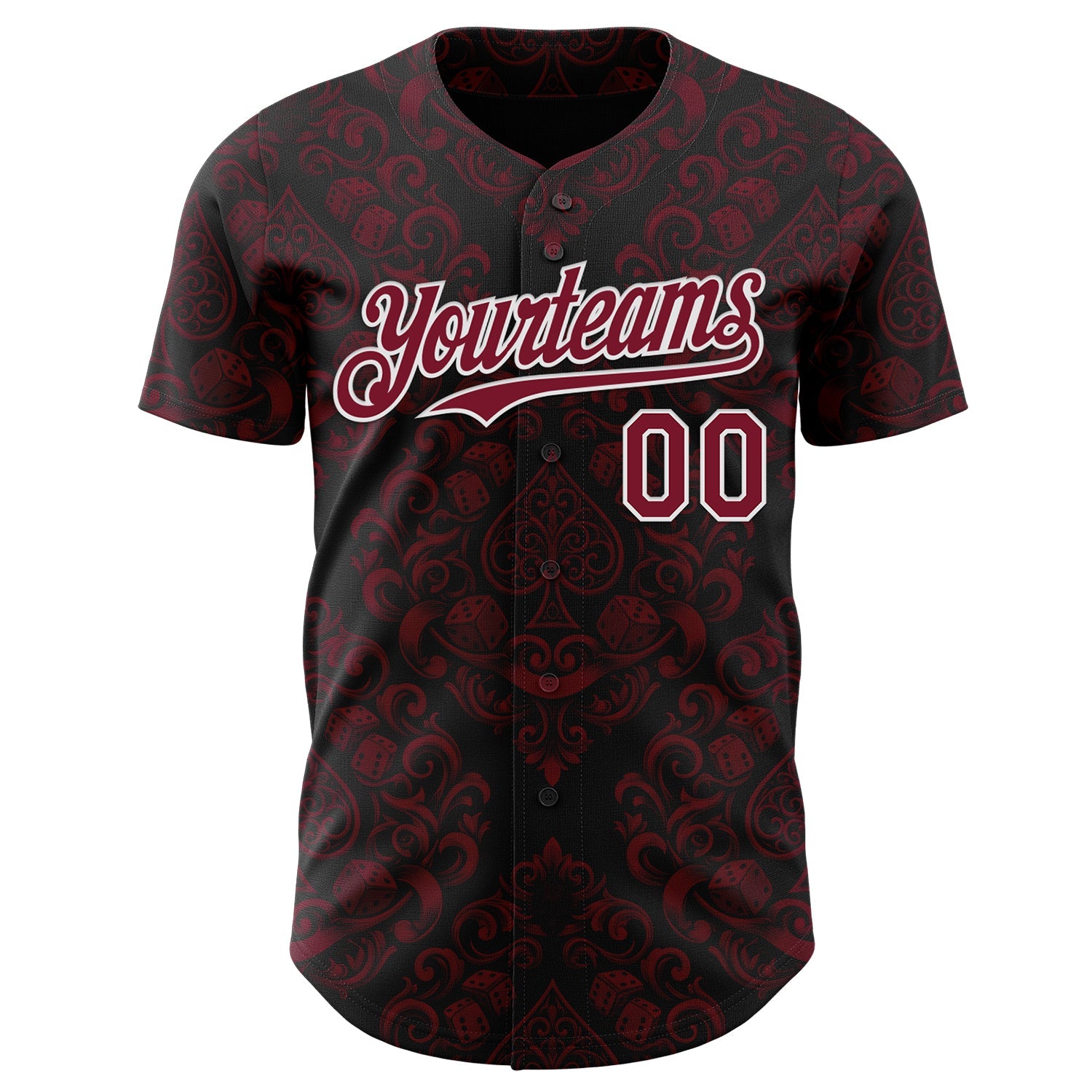 Custom Black Crimson-White Las Vegas Poker Club Authentic Baseball Jersey view 2