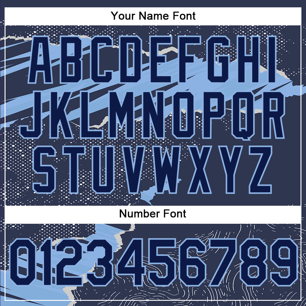 Custom Stitched Navy Light Blue 3D Pattern Design Torn Paper Style Sports Pullover Sweatshirt Hoodie view 4