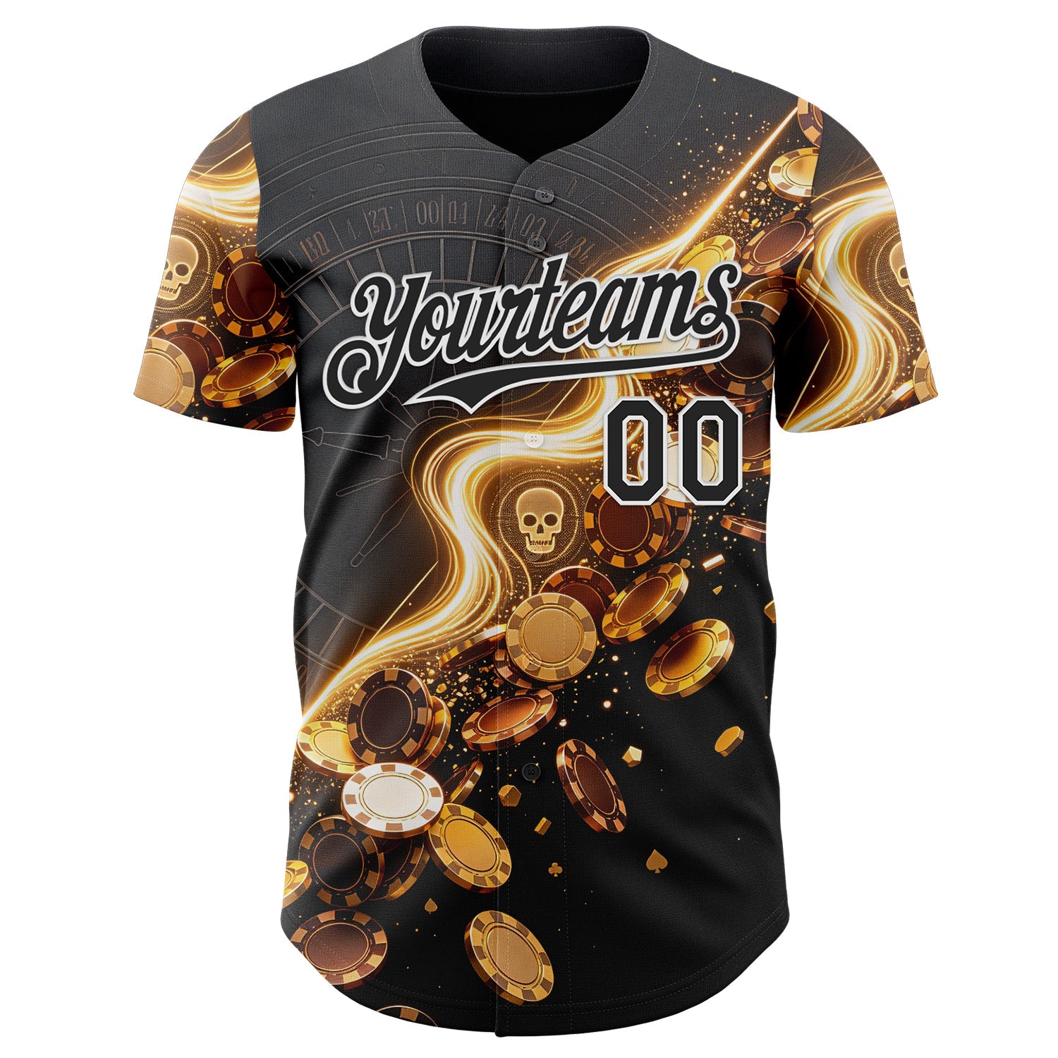 Custom Black-White Las Vegas Poker Club Authentic Baseball Jersey view 2
