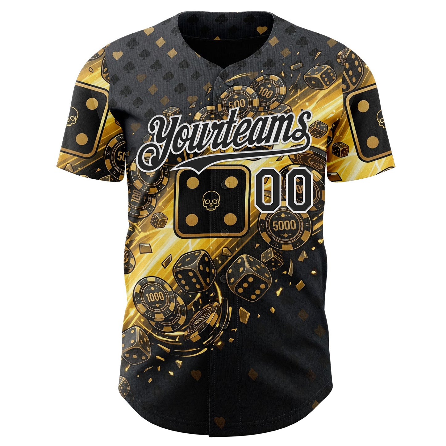 Custom Black-White Las Vegas Poker Club Authentic Baseball Jersey view 2
