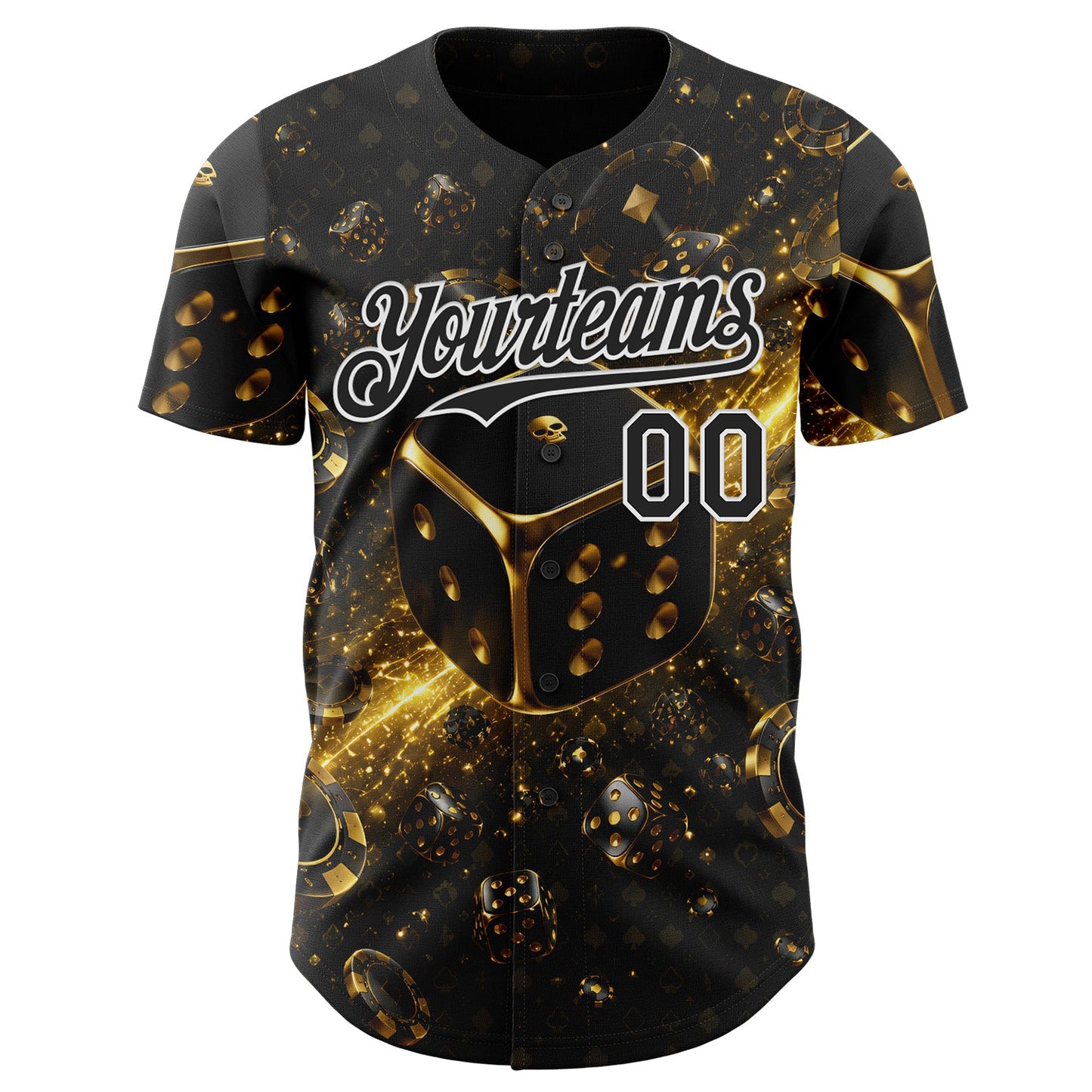 Custom Black-White Las Vegas Poker Club Authentic Baseball Jersey view 2