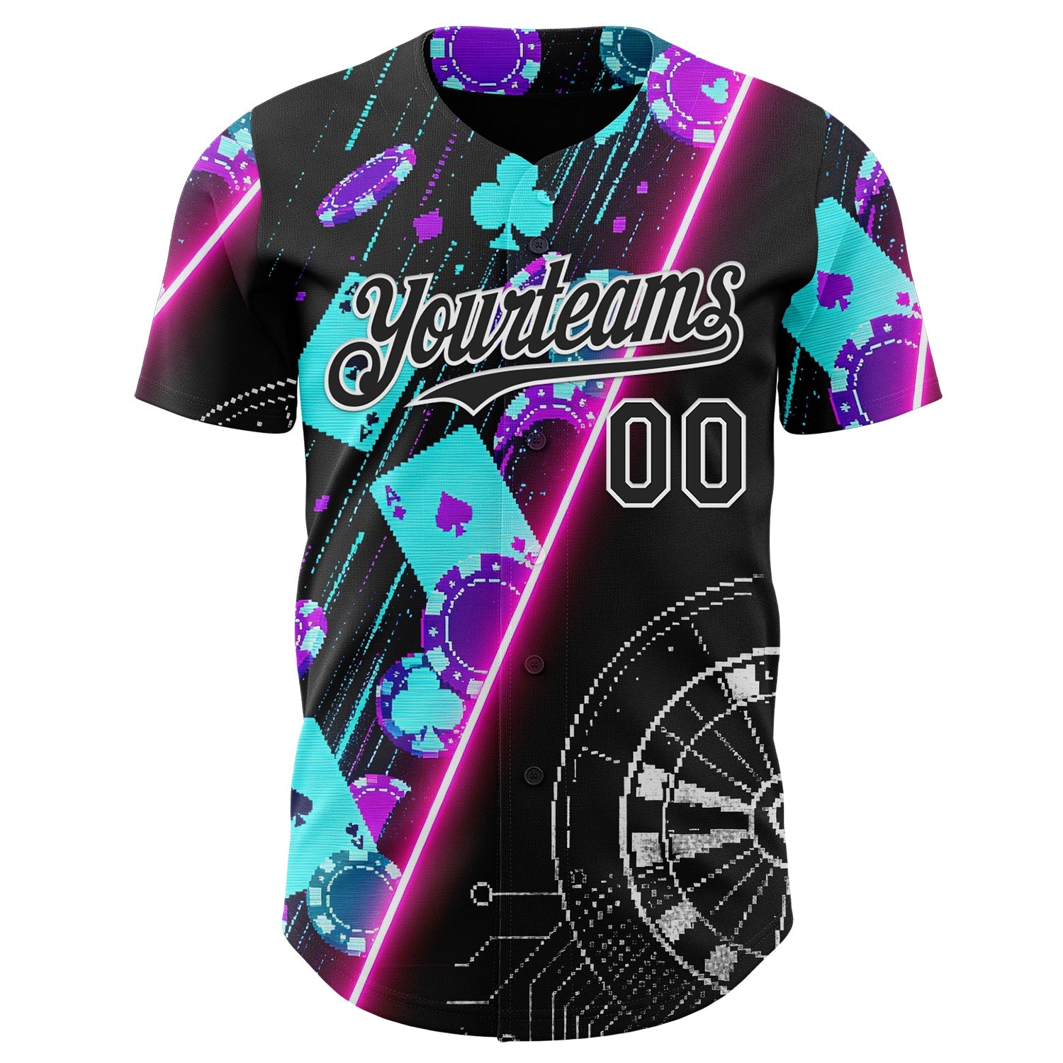 Custom Black-White Las Vegas Poker Club Authentic Baseball Jersey view 2