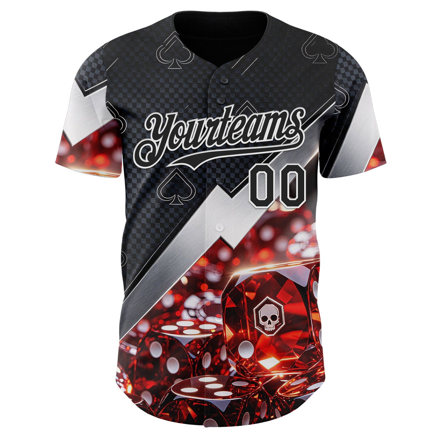 Custom Black-White Las Vegas Poker Club Authentic Baseball Jersey view 2