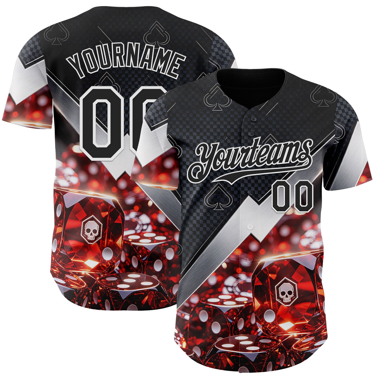 Custom Black-White Las Vegas Poker Club Authentic Baseball Jersey - Main View