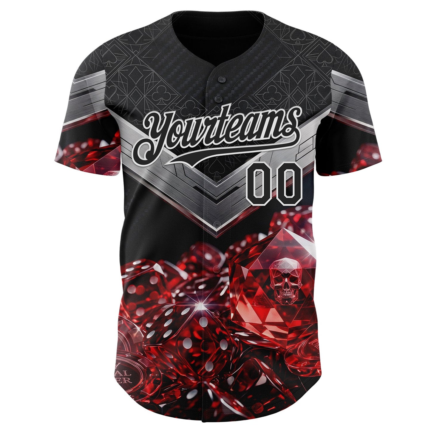 Custom Black-White Las Vegas Poker Club Authentic Baseball Jersey view 2