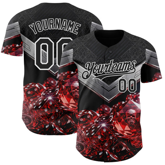 Custom Black-White Las Vegas Poker Club Authentic Baseball Jersey - Main View