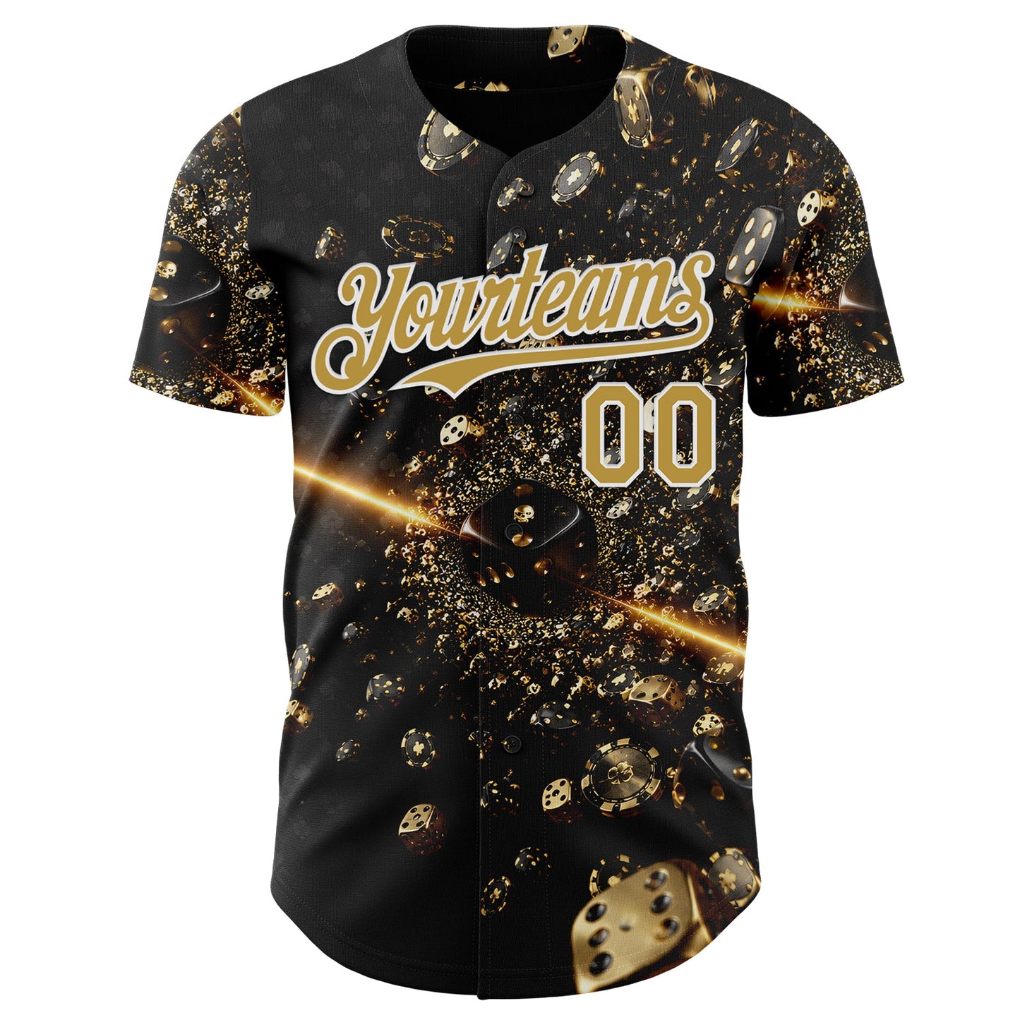 Custom Black Old Gold-White Las Vegas Poker Club Authentic Baseball Jersey view 2