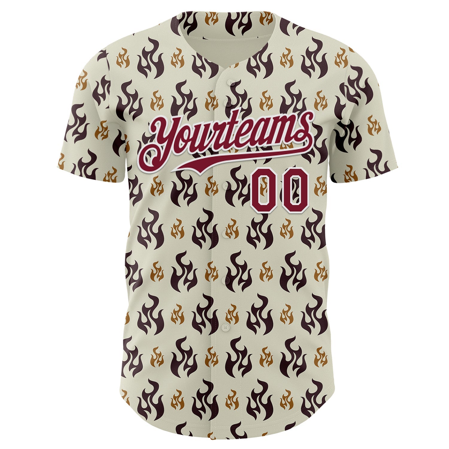Custom White-Crimson Fire Flames Authentic Baseball Jersey view 2