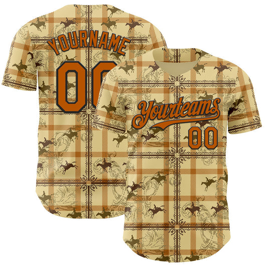 Custom Yellow Texas Orange-Black Western Cowboy Authentic Baseball Jersey - Main View