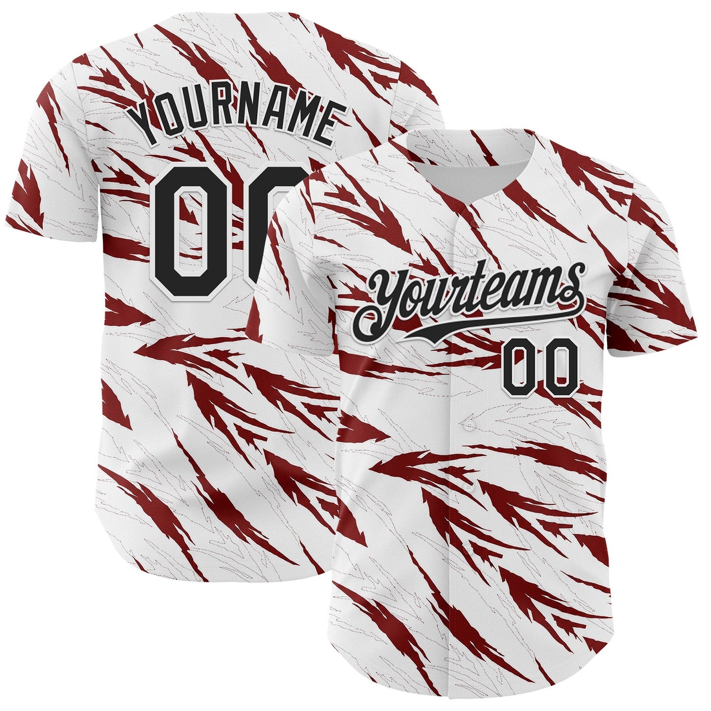 Custom White-Black Flame Feather Authentic Baseball Jersey - Main View